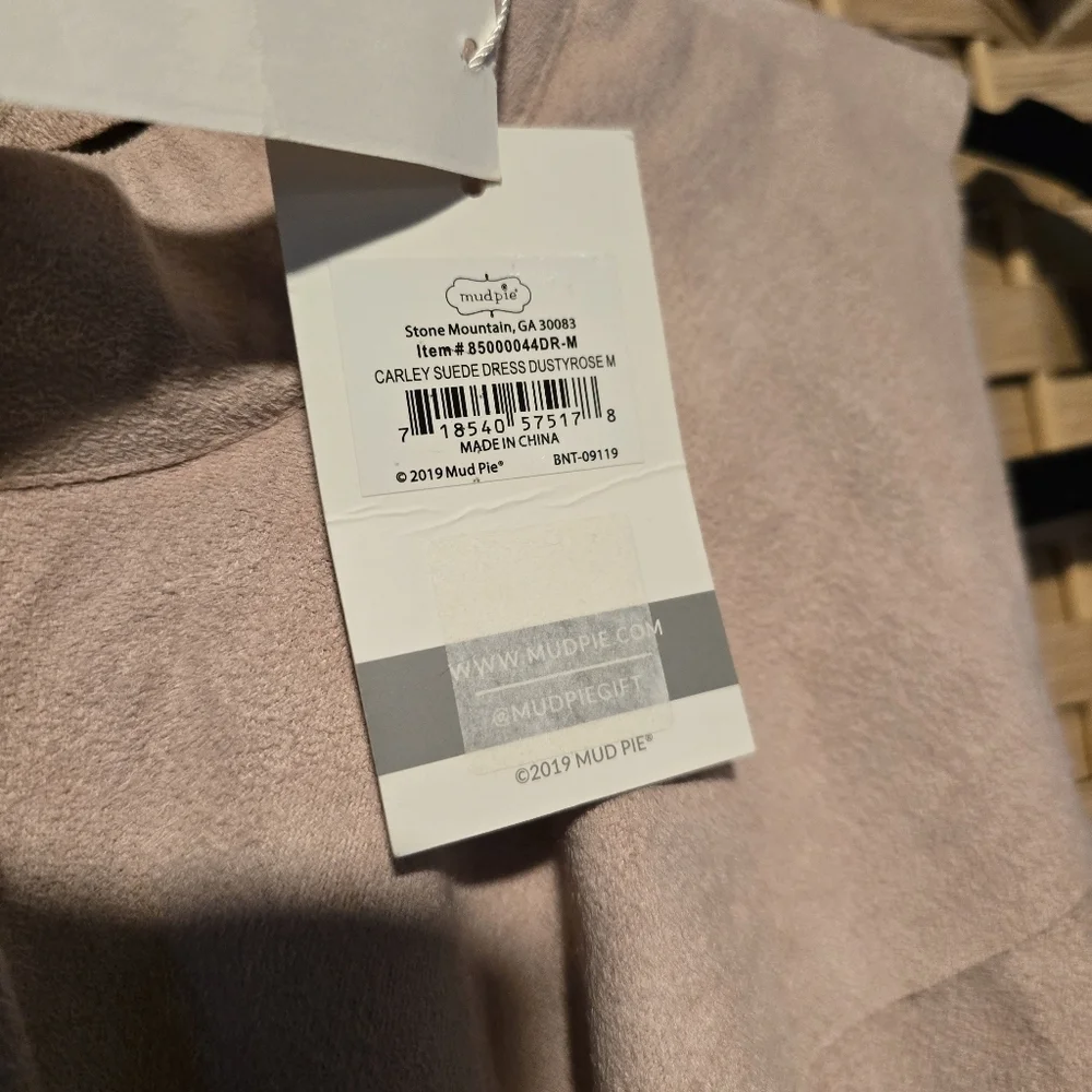 Mud Pie Carley faux suede dress in dusty rose with tiered ruffles - Picture 8 of 9
